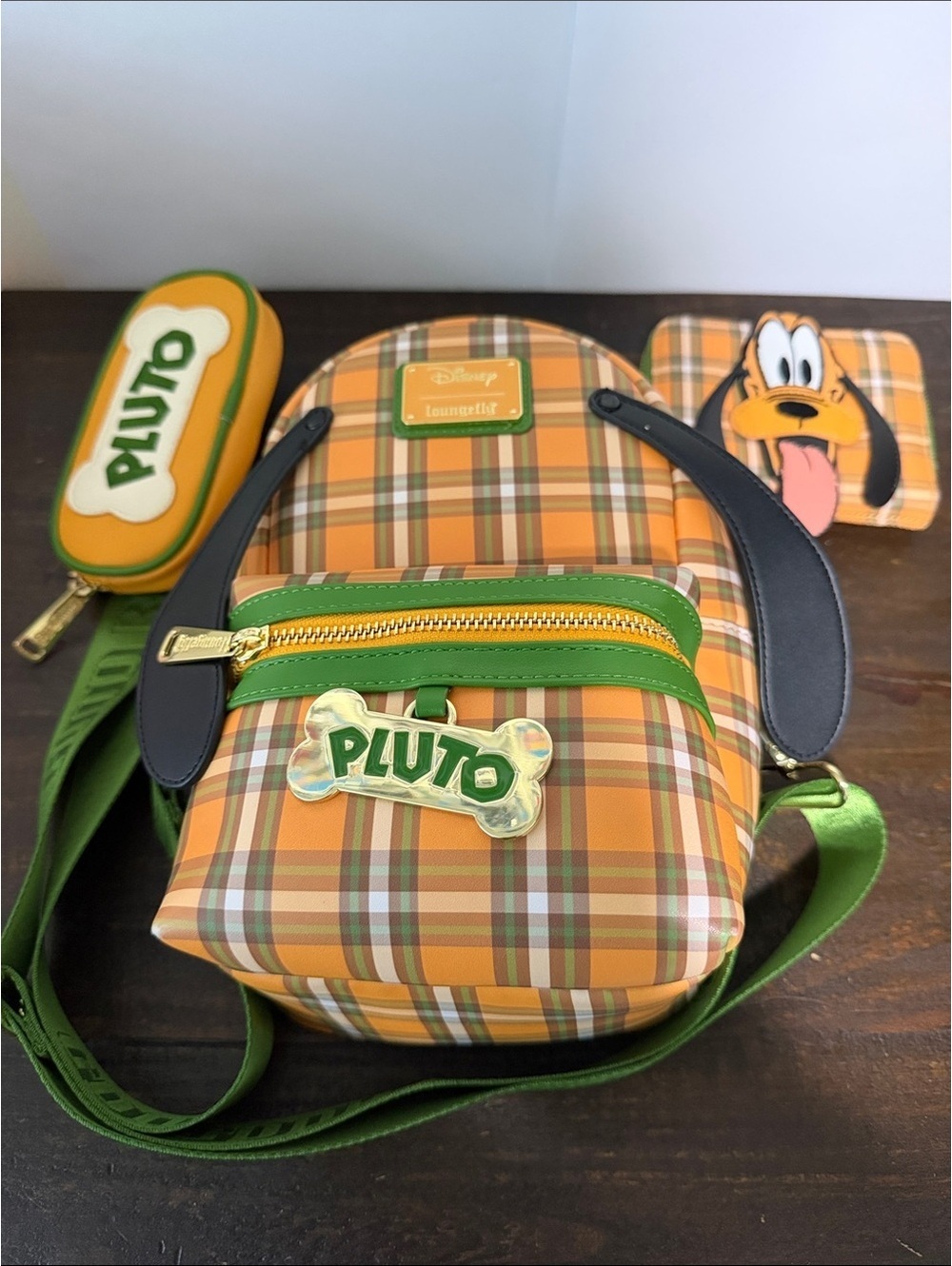 Loungefly Disney Pluto Plaid Mini Backpack with Wallet and Cardholder